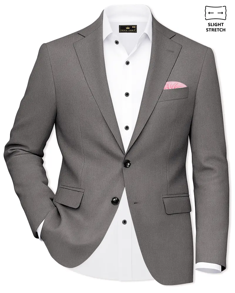 Sterling-Ironside Gray Diamond Textured Wool Rich Slight Stretch Single Breasted Blazer 1