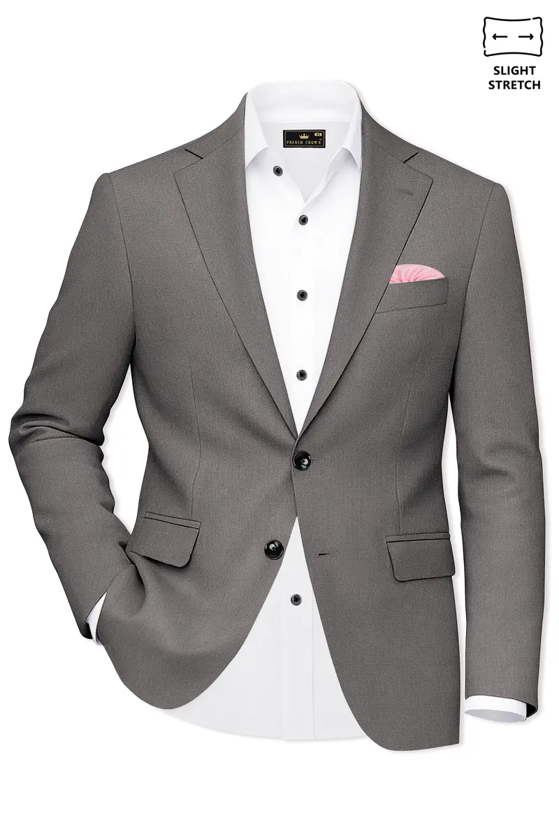 Sterling-Ironside Gray Diamond Textured Wool Rich Slight Stretch Single Breasted Blazer 2