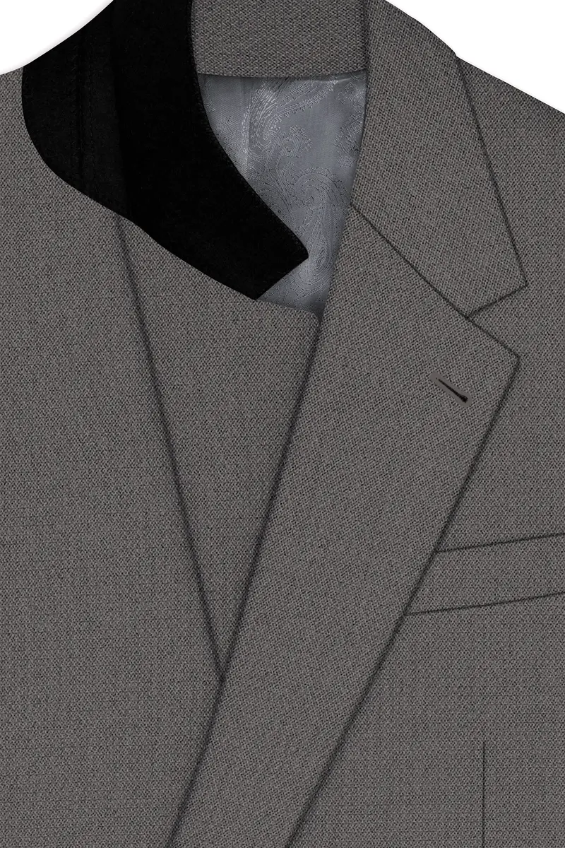 Sterling-Ironside Gray Diamond Textured Wool Rich Slight Stretch Single Breasted Blazer 4