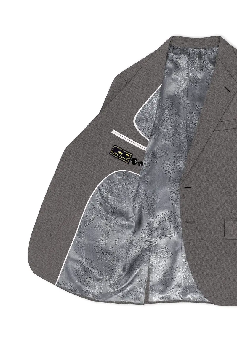 Sterling-Ironside Gray Diamond Textured Wool Rich Slight Stretch Single Breasted Blazer 5