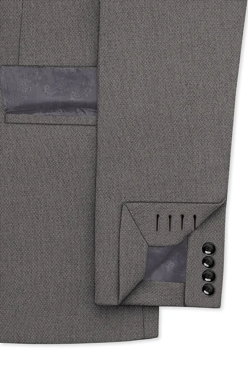Sterling-Ironside Gray Diamond Textured Wool Rich Slight Stretch Single Breasted Blazer 6