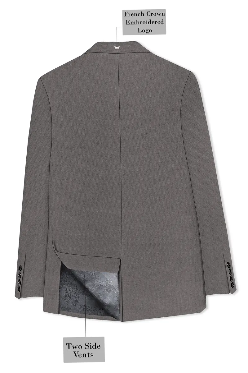 Sterling-Ironside Gray Diamond Textured Wool Rich Slight Stretch Single Breasted Blazer 8