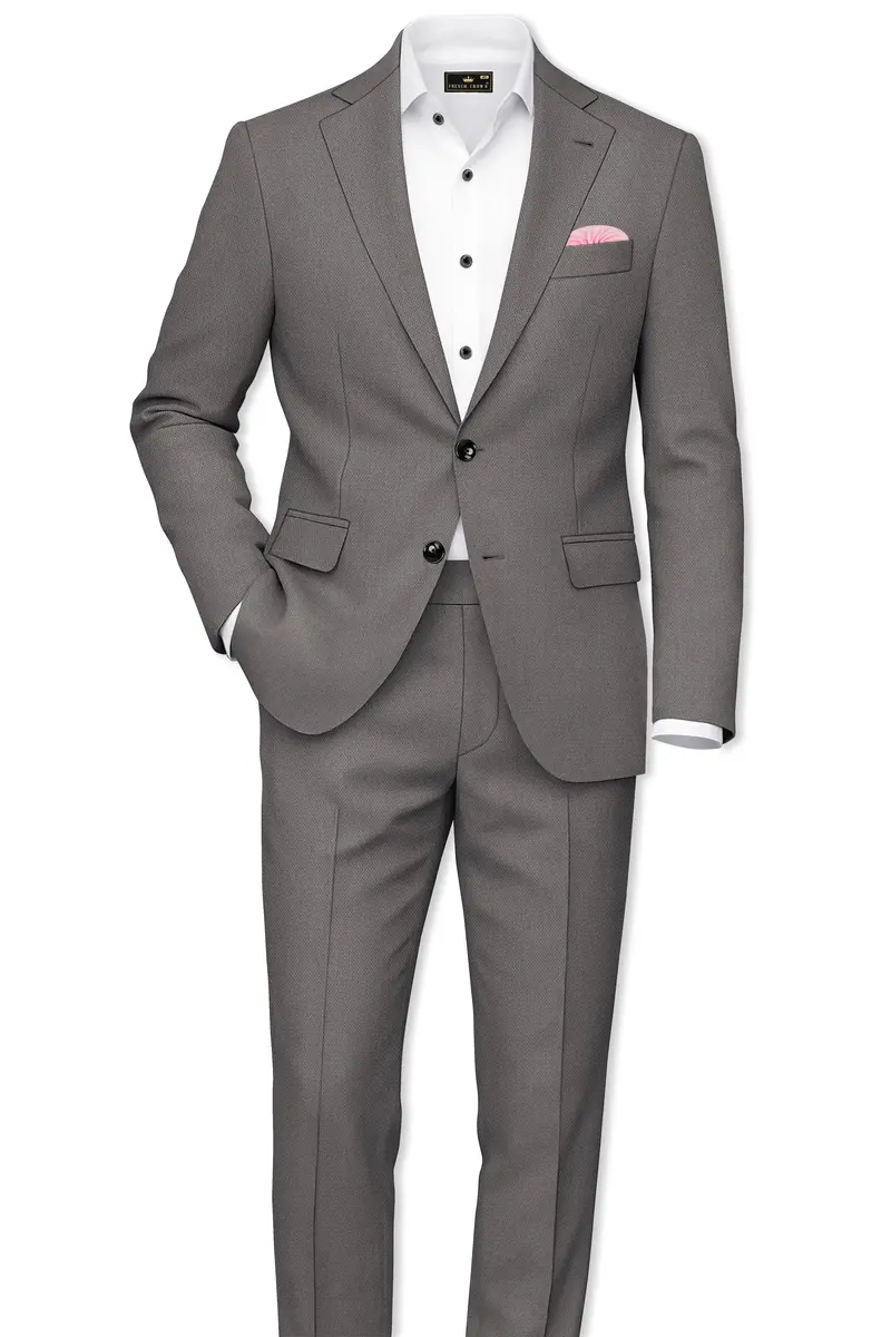 Sterling-Ironside Gray Diamond Textured Wool Rich Slight Stretch Single Breasted Blazer 9
