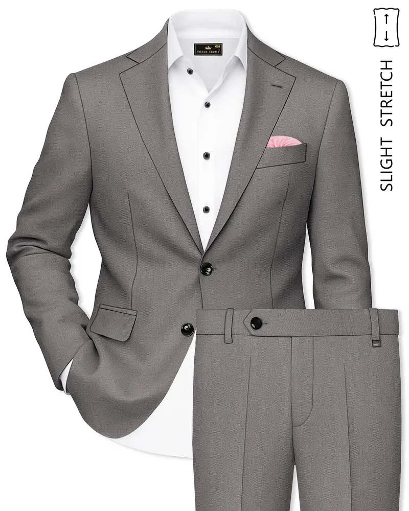 Sterling-Ironside Gray Diamond Textured Wool Rich Slight Stretch Single Breasted Suit 1