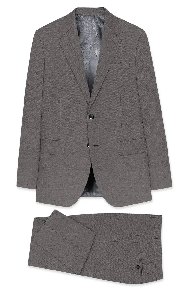 Sterling-Ironside Gray Diamond Textured Wool Rich Slight Stretch Single Breasted Suit 11