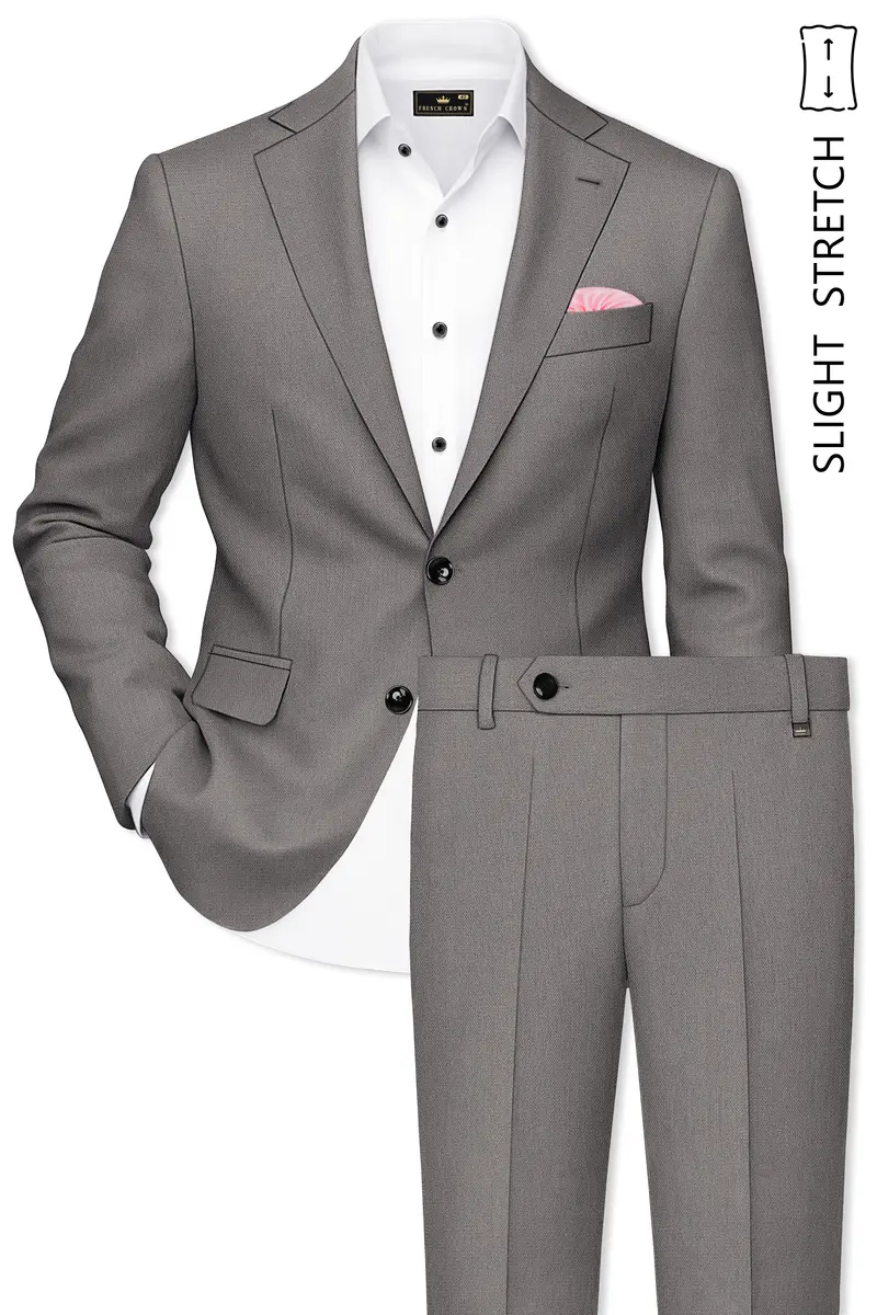 Sterling-Ironside Gray Diamond Textured Wool Rich Slight Stretch Single Breasted Suit 2