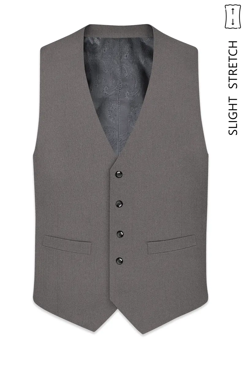 Sterling-Ironside Gray Diamond Textured Wool Rich Slight Stretch Waistcoat 2