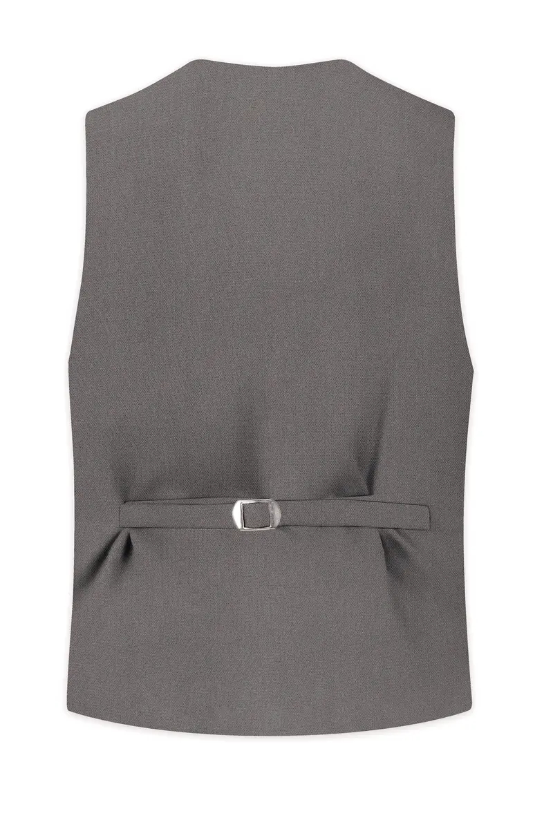 Sterling-Ironside Gray Diamond Textured Wool Rich Slight Stretch Waistcoat 4