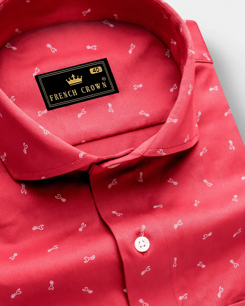 Stiletto Red Spanner Printed Royal Oxford Shirt 1