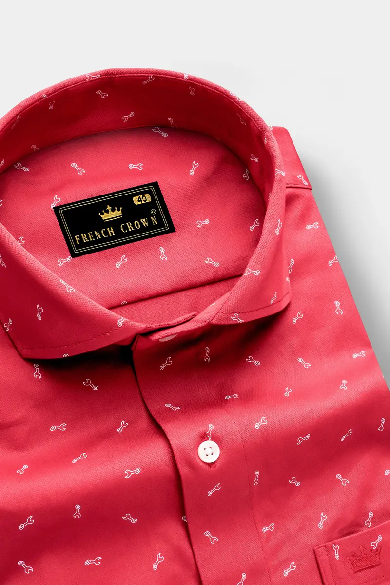 Stiletto Red Spanner Printed Royal Oxford Shirt 2
