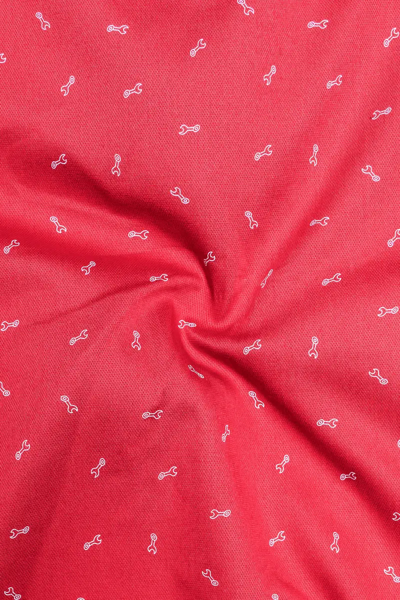 Stiletto Red Spanner Printed Royal Oxford Shirt 3