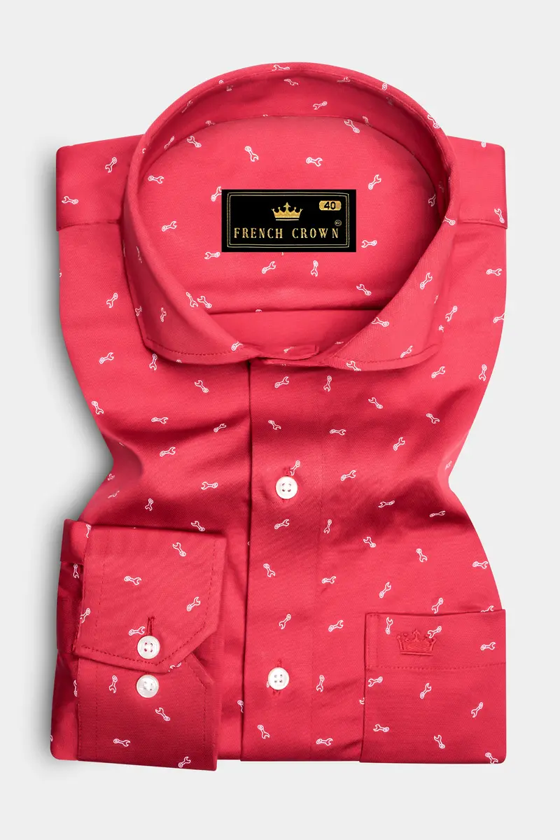 Stiletto Red Spanner Printed Royal Oxford Shirt 4