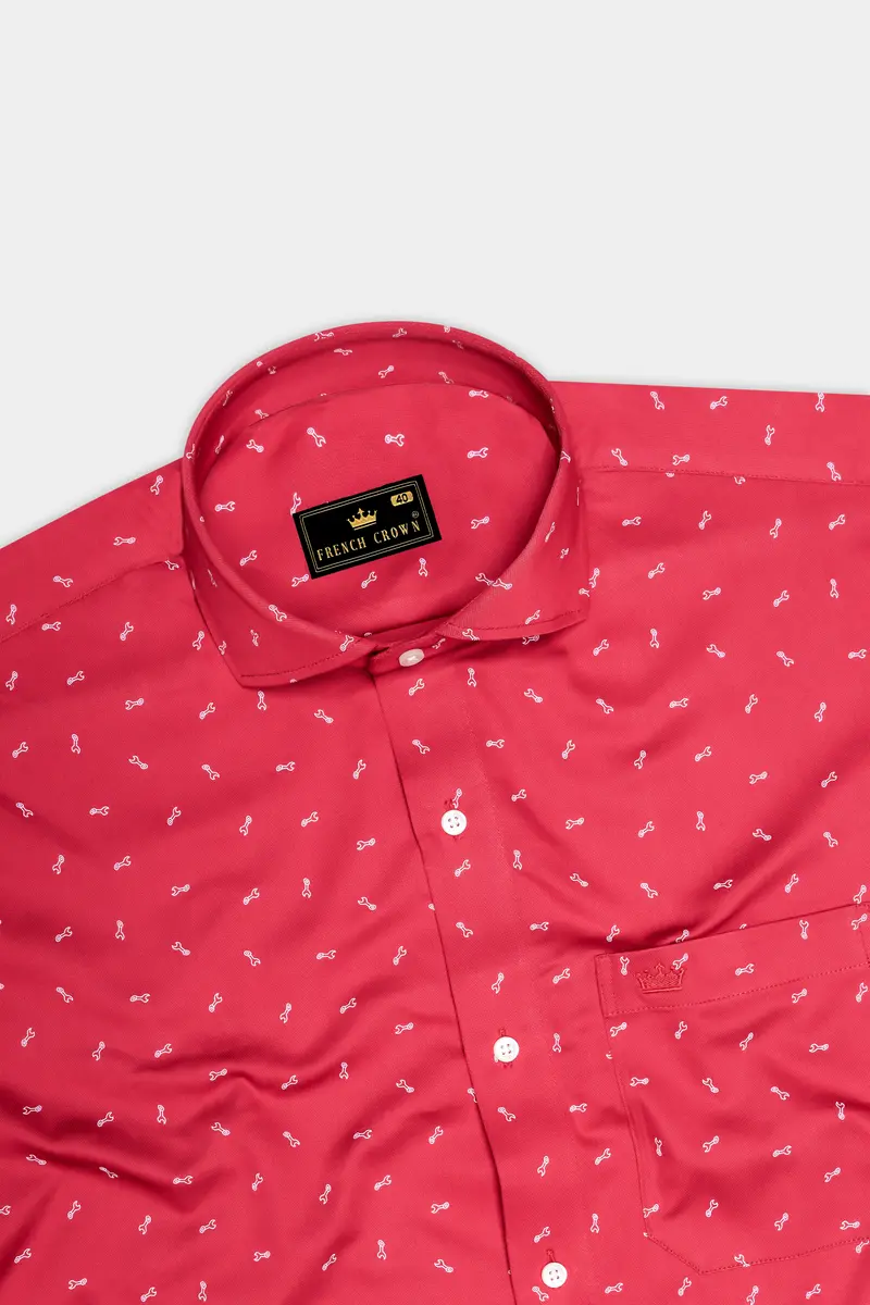 Stiletto Red Spanner Printed Royal Oxford Shirt 5