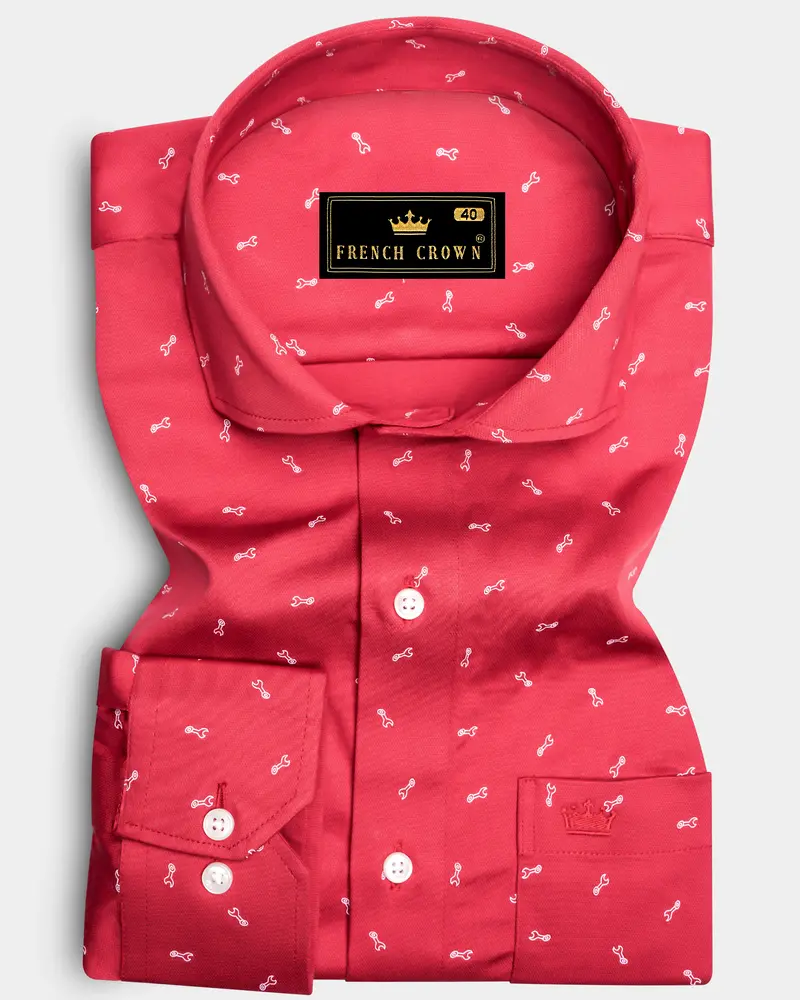 Stiletto Red Spanner Printed Royal Oxford Shirt 6