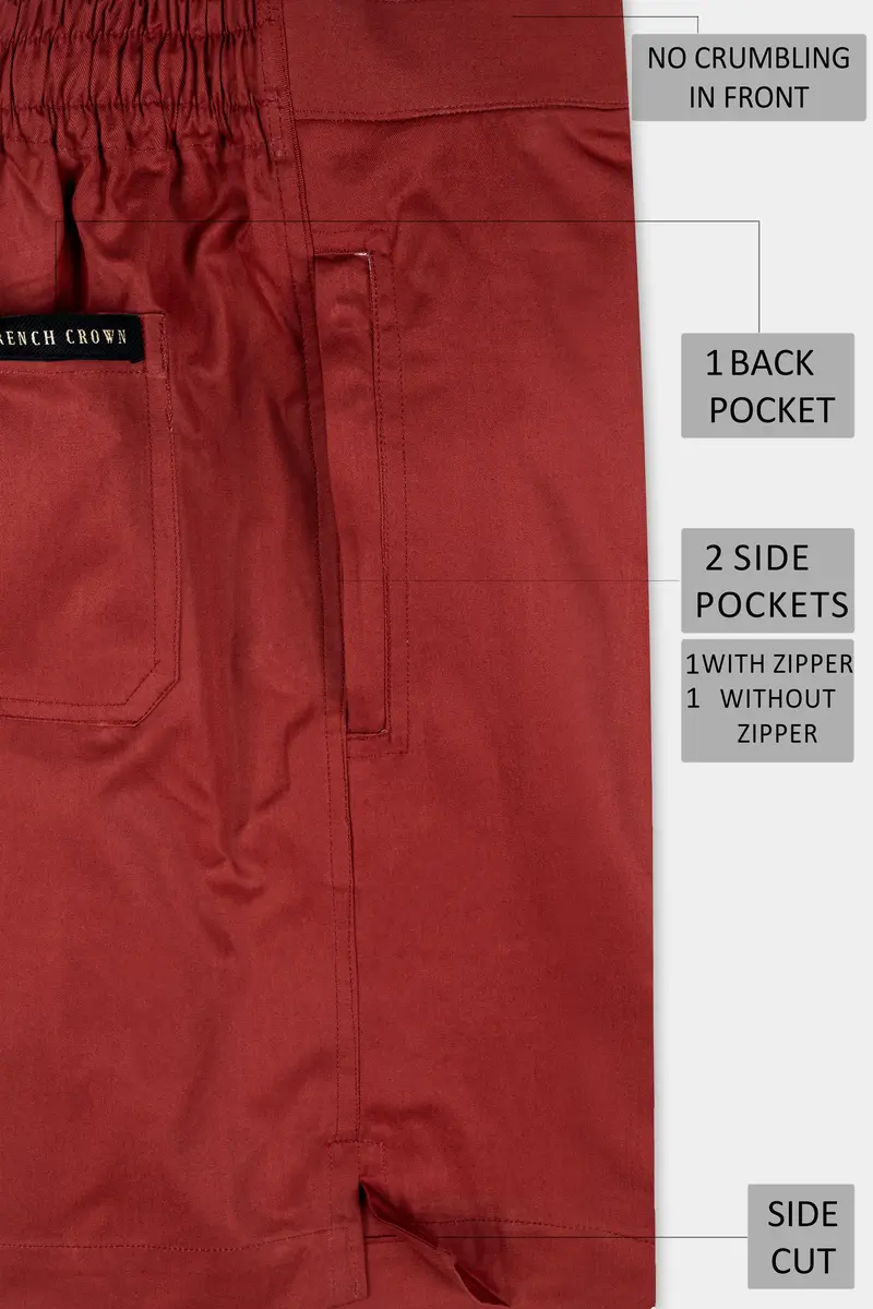 Stiletto Red Twill Premium Cotton Shorts 6