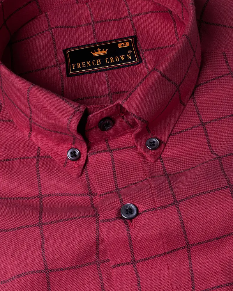 Stiletto Red Windowpane Royal Oxford Shirt 1
