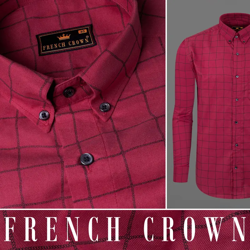 Stiletto Red Windowpane Royal Oxford Shirt 10
