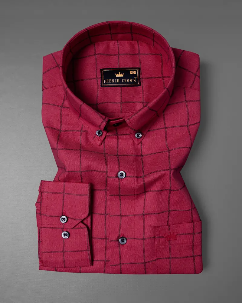 Stiletto Red Windowpane Royal Oxford Shirt 3