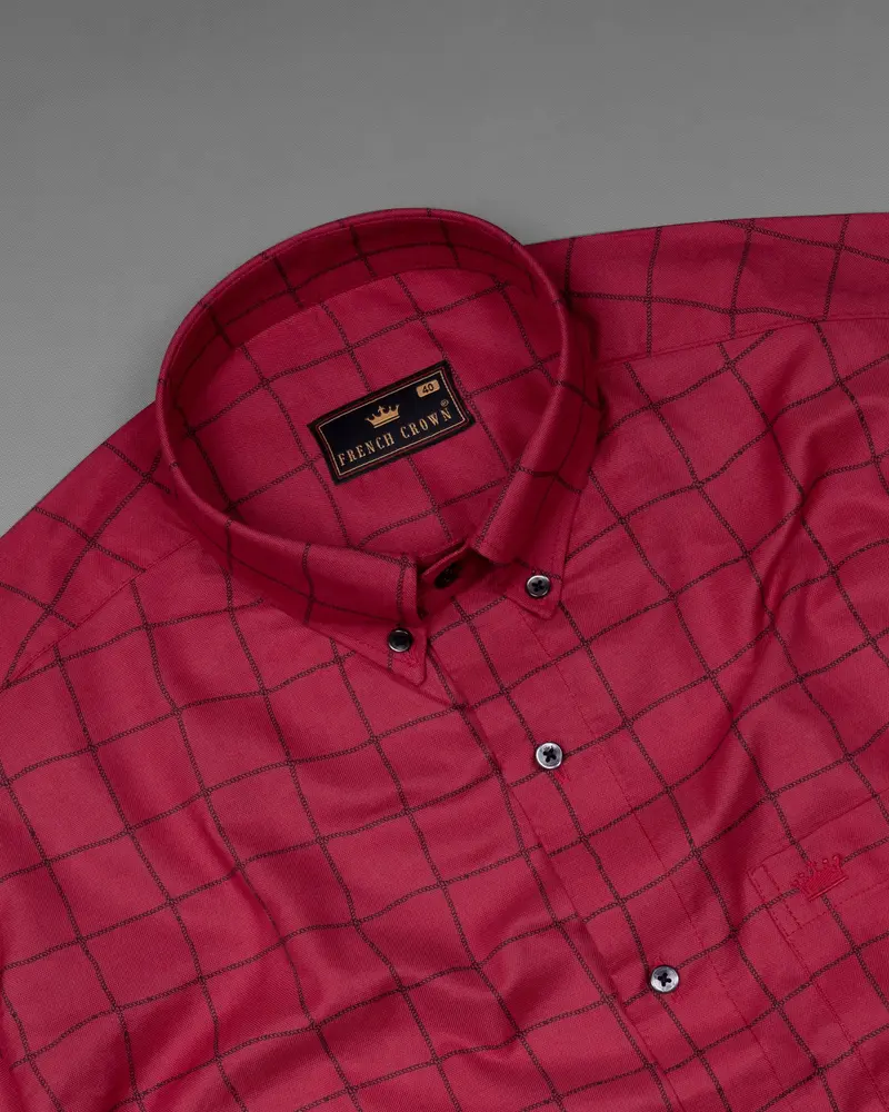 Stiletto Red Windowpane Royal Oxford Shirt 4