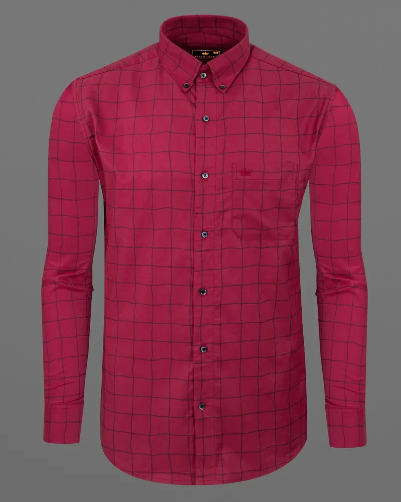 Stiletto Red Windowpane Royal Oxford Shirt 5
