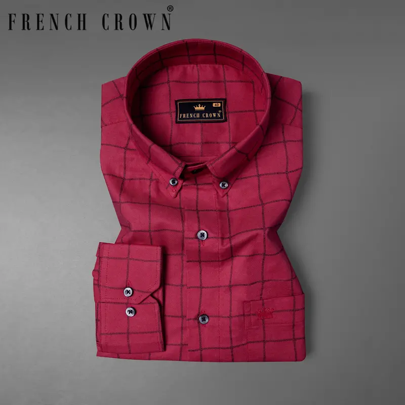 Stiletto Red Windowpane Royal Oxford Shirt 7