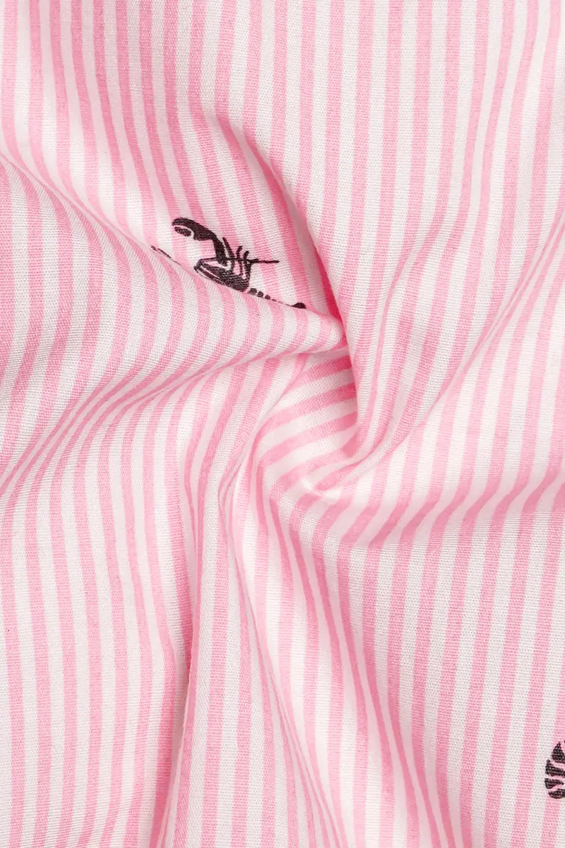 Stingaze-Pastel Pink And Bright White Scorpions Printed Super Soft Premium Semi Dress Shirt 3