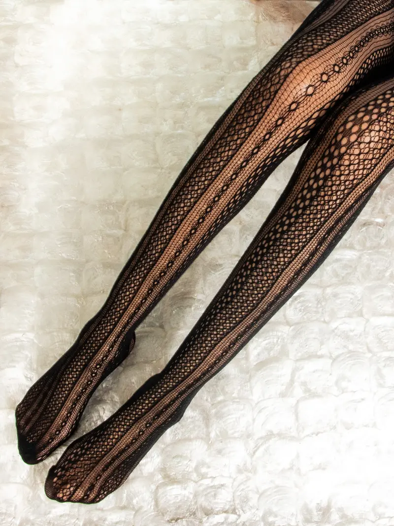 Stockings Wide Ribbed Black 1