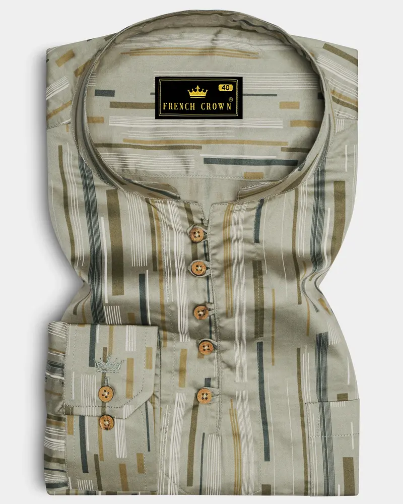 Stonaro-Granite Green Urban Printed Subtle Sheen Super Soft Premium Cotton Casual Shirt 1