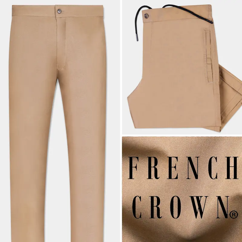 Stone Brown Dobby Textured Poplin Giza Cotton Lounge Pant 1