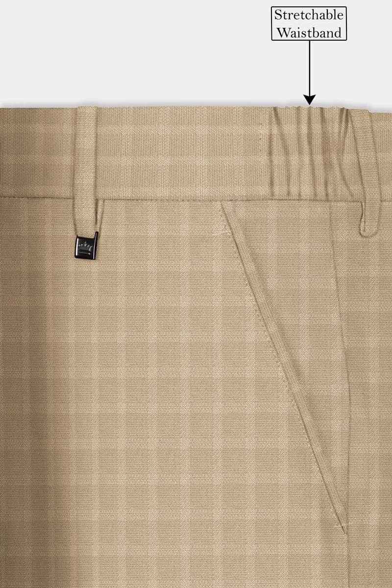 Stone Brown Plaid Wool Rich Double Breasted Suit 15