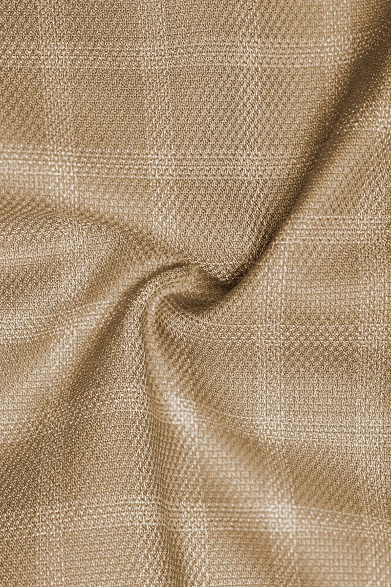 Stone Brown Plaid Wool Rich Double Breasted Suit 3