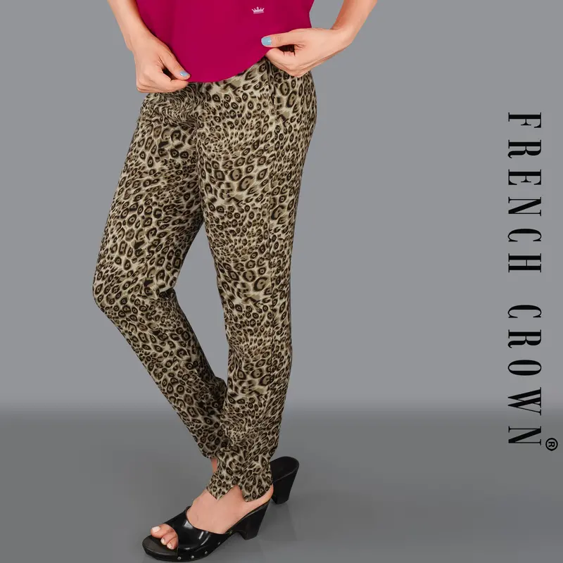 Stonewall Brown Leopard Printed Viscose Bottomwear 1