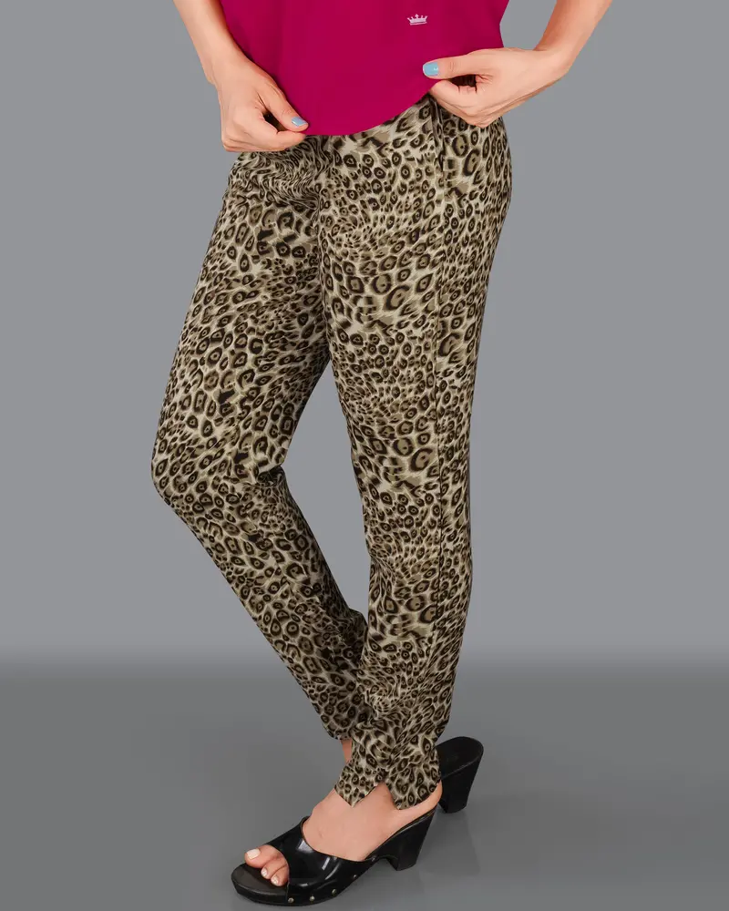 Stonewall Brown Leopard Printed Viscose Bottomwear 2