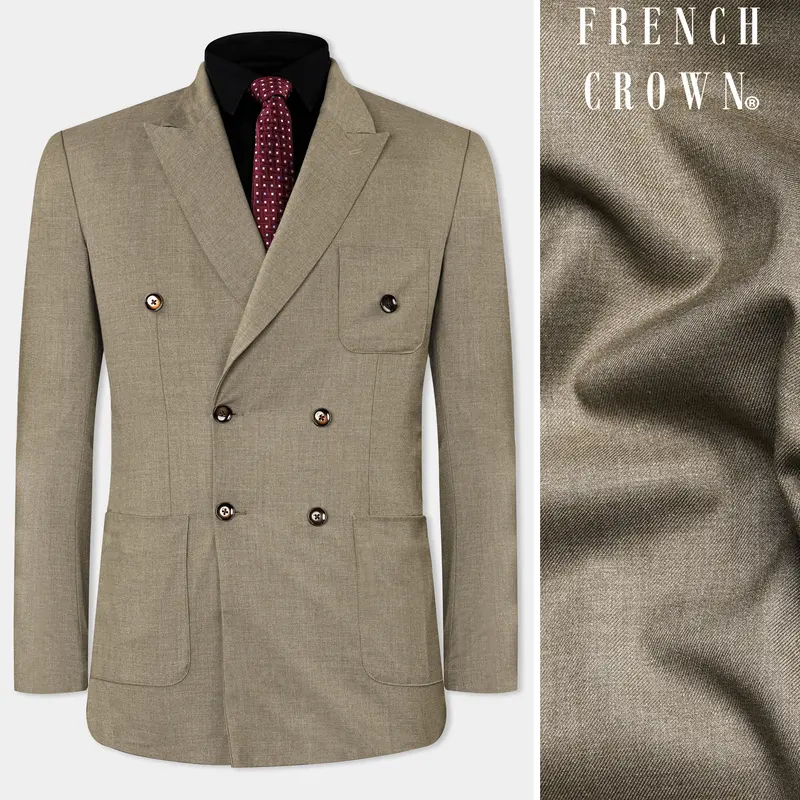 Stonewall Brown Wool Rich Double Breasted Blazer 1