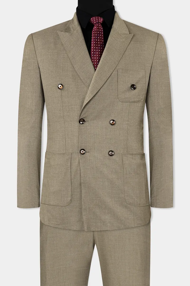 Stonewall Brown Wool Rich Double Breasted Suit 11