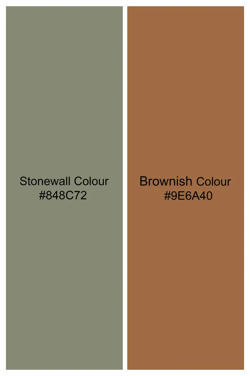 Stonewall Green And Brownish Checkered With Funky Patchwork Dobby Textured Premium Giza Cotton Designer Shirt 9