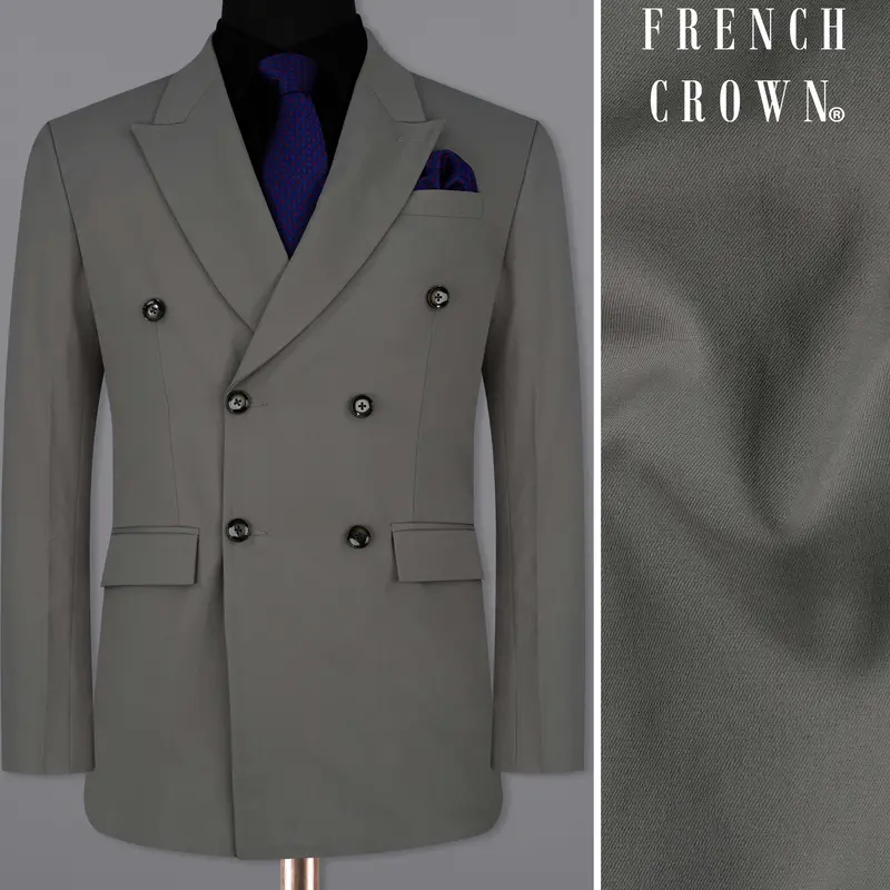 Storm Dust Gray Double Breasted Blazer 1