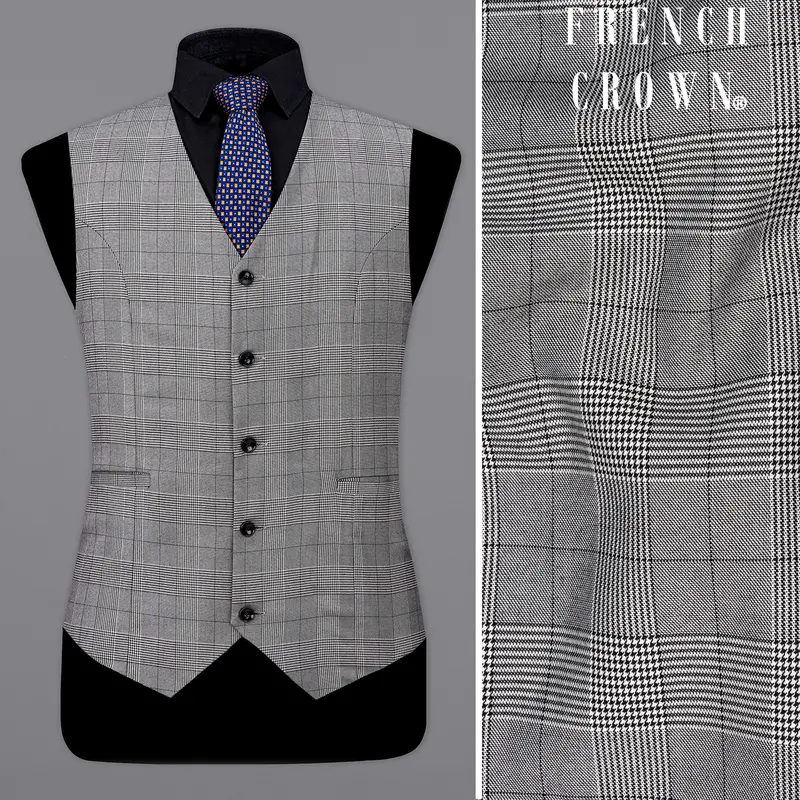 Storm Dust Gray Plaid Waistcoat 1