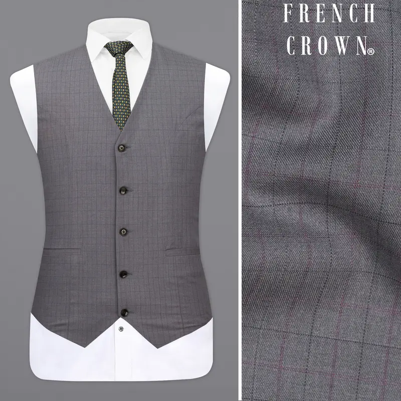 Storm Dust Gray Plaid Waistcoat 1