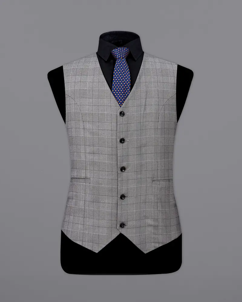 Storm Dust Gray Plaid Waistcoat 2