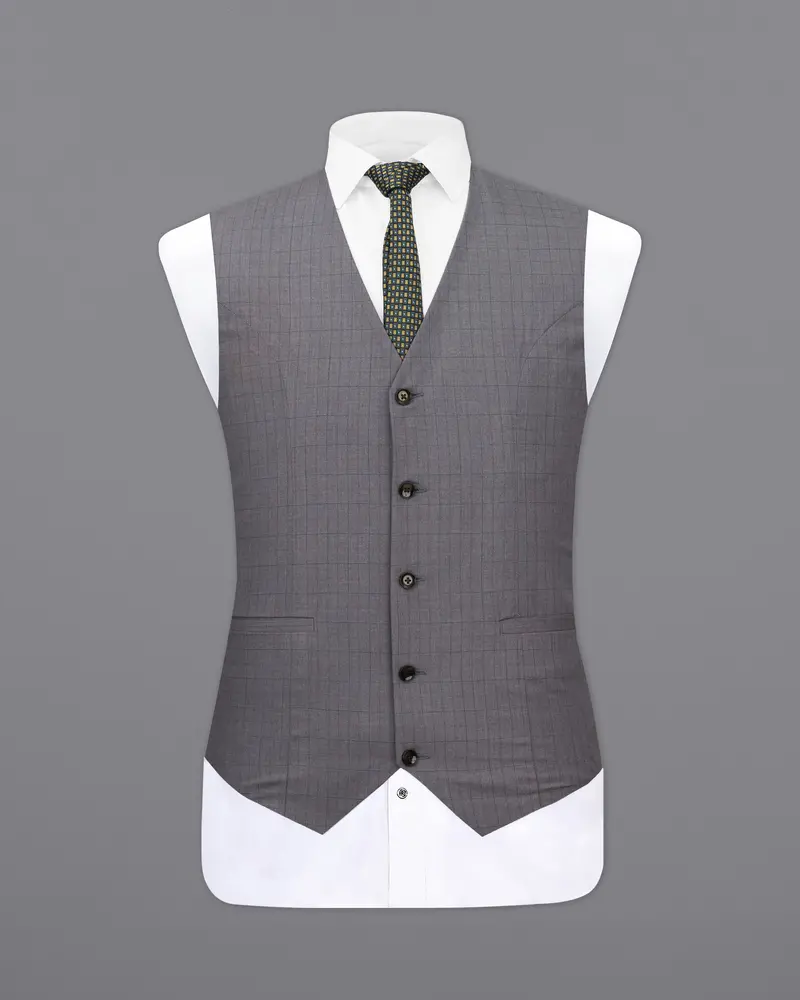 Storm Dust Gray Plaid Waistcoat 2