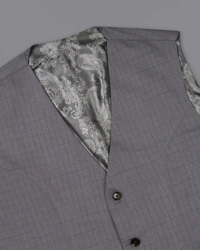 Storm Dust Gray Plaid Waistcoat 4