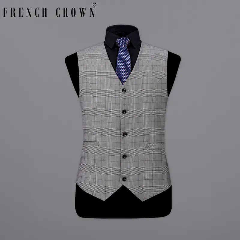 Storm Dust Gray Plaid Waistcoat 7