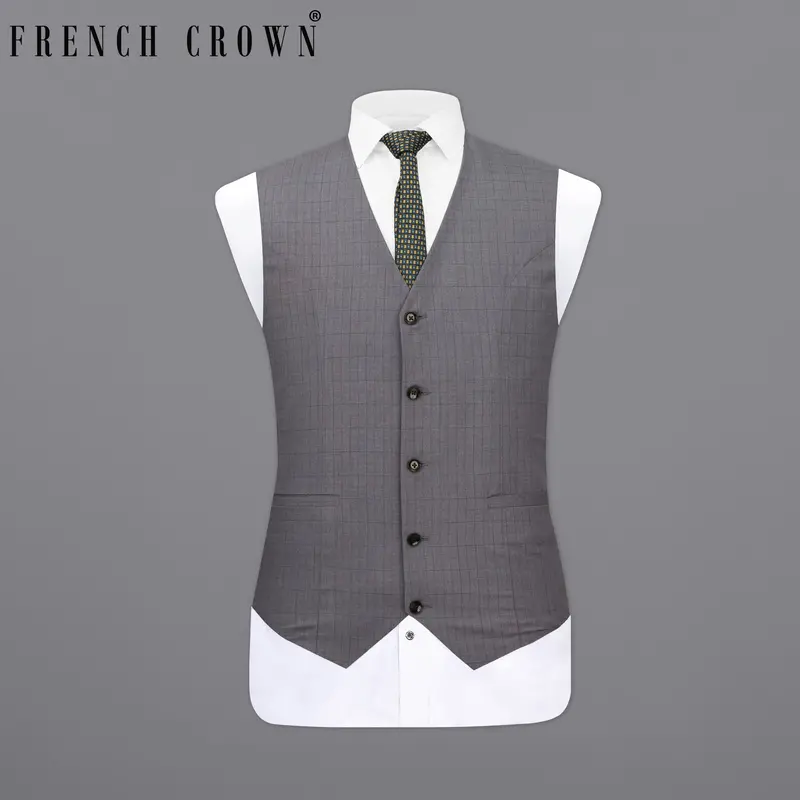 Storm Dust Gray Plaid Waistcoat 7