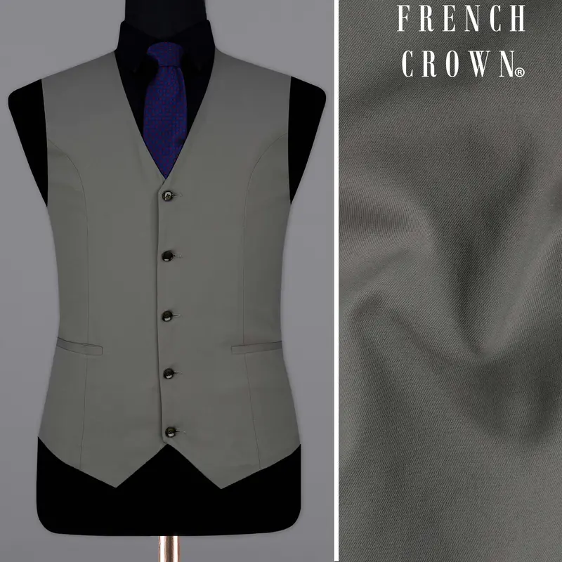 Storm Dust Gray Textured Waistcoat 1
