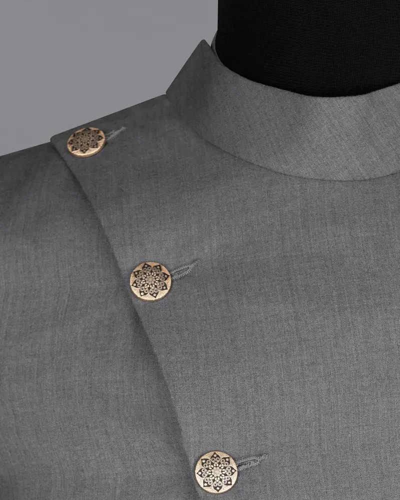 Storm Dust Grey Woolrich Cross Placket Bandhgala Blazer 4