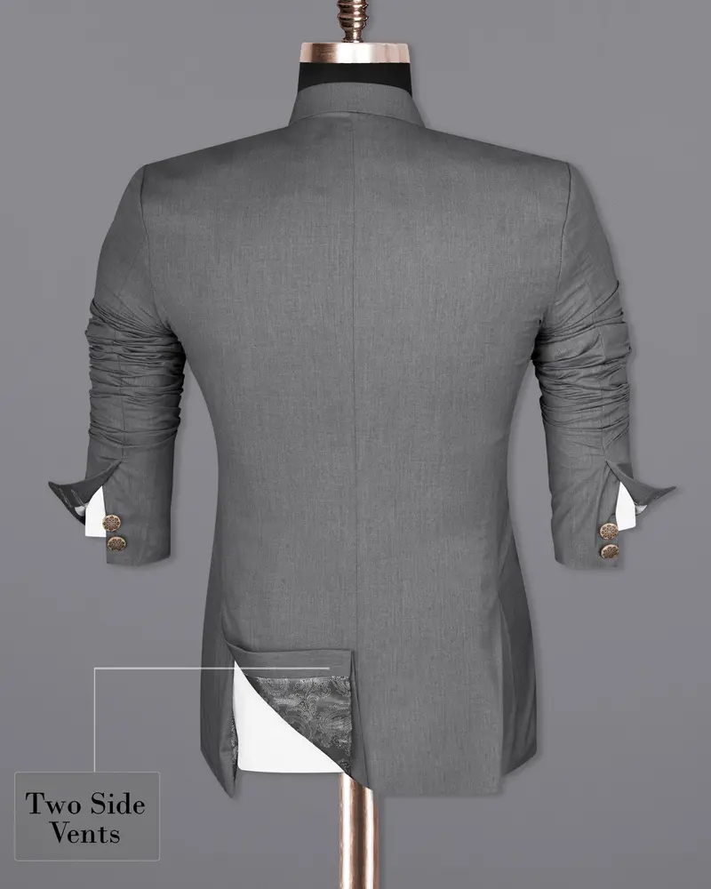 Storm Dust Grey Woolrich Cross Placket Bandhgala Blazer 9