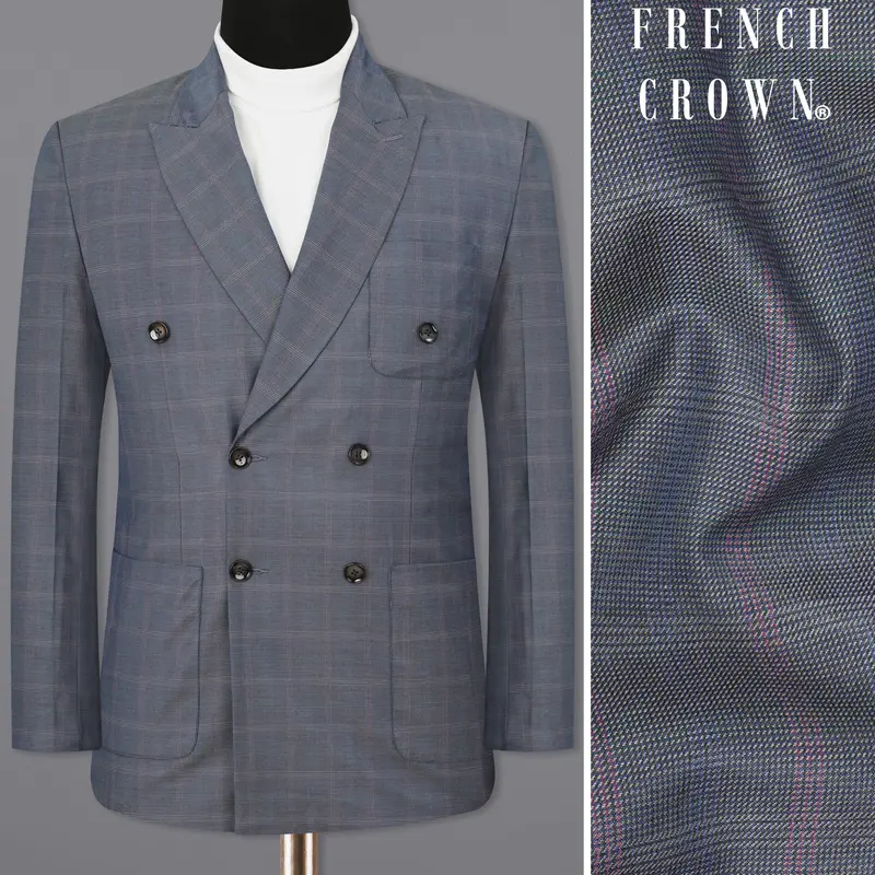 Storm Dust Plaid Double Breasted Sports Blazer 1