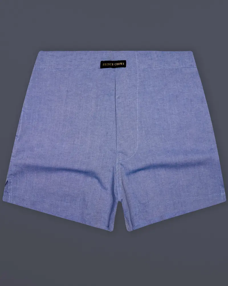Storm-Faded Blue Solid Oxford Premium Cotton Boxer 1
