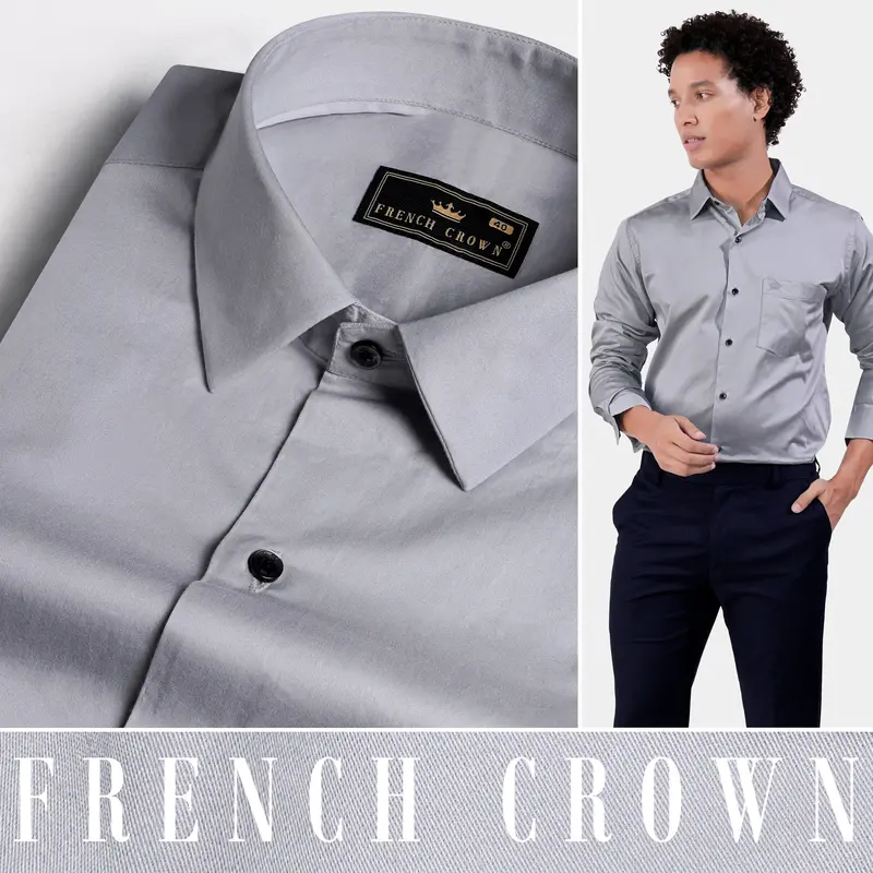 Storm Gray Subtle Sheen Super Soft Premium Cotton Shirt 4